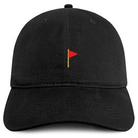 Trendy Apparel Shop Red Flag Emoticon Quality Embroidered Low Profile Brushed Cotton Dad Hat Cap - Black