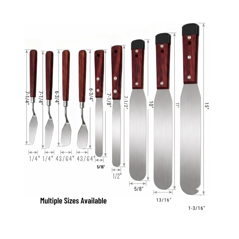 9-Piece Professional Caulking Spatula Set with Wooden Handle
