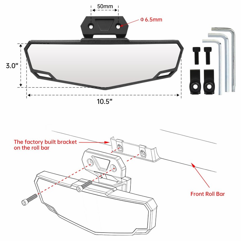 SHEJISI RZR PRO Rear View Mirror,Easy to Install,Solid Quality,Compatible with