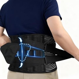 Soporte lumbar para Hombres y Mujeres, Soporte Trasero Ajustable, Cinturón de Soporte Lumbar para Aliviar el Dolor de Espalda y Proteger Los Músculos de la Zona Lumbar y la Espalda (L, Cinturón + almohadilla convexa 3D)