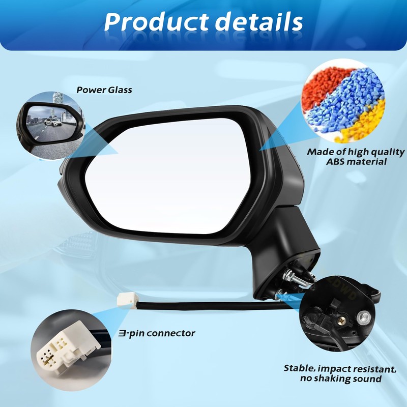 Black Left Driver Side Mirror Replacement For Toyota Corolla 2020