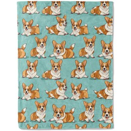 Corgi - Manta de franela de felpa, ultra suave y cálida, cómoda y ligera, perfecta para sofá, viajes, recámara, cama, sala de estar, regalo acogedor y mullido, 50 x 60 pulgadas