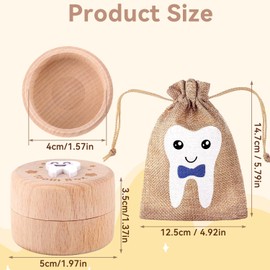 elook Tooth Fairy Kit, 3D Carved Wooden Tooth Storage Box with Fairy Bag, Tooth Fairy Box for Baby Teeth