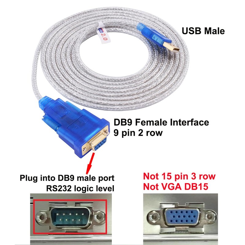 DTech 6 Feet USB to RS232 DB9 Female Serial Adapter