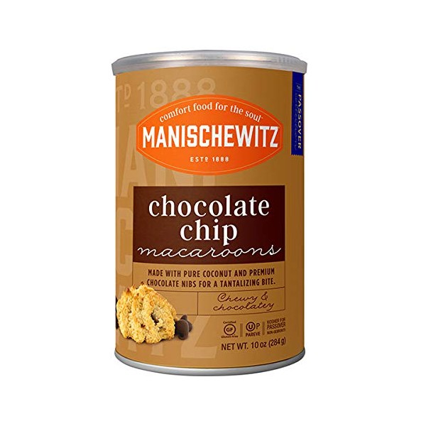 Manischewitz Chocolate Chip Macaroons, 10oz Canister, Gluten Free, Kosher For Passover