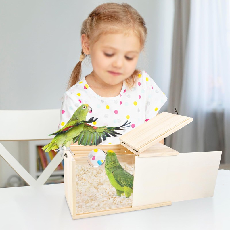 CooShou Parakeet Nesting Box Cockatiel Nesting Natural Pine Bird Nest