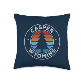 Vintage Casper WY Shirts & Retro Tees Casper Wyoming WY Vintage Graphic Retro 70s Navy Throw Pillow, 16x16, Multicolor