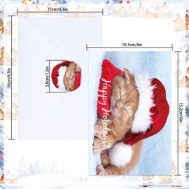Whaline 30 Pack Christmas Cats Holiday Cards Cute Animal Greeting Cards Blank Note Cards with Envelopes Stickers For Xmas Birthday Baby Shower Party