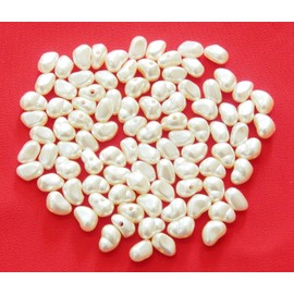 Wax Beads, Cultured Pearls, Imitation 10 x 6 mm, Cream Krem, Pack of 200, Rice Grain, Plastic Acrylic Beads, Table Decoration, Wedding, Confetti Mother of Pearl