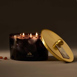Thymes Noir Woods Scented Candles for Home Decor – Notes of Fresh Evergreen, Smoky Wood & Golden Amber – Luxury Home Fragrance Gifts for Women & Men – Burns Up to 38 Hrs (Large 3 Wick Candle, 18 oz)