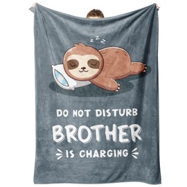 Funny Gifts for Brother, Brother Birthday Gifts, Brother is Charging Sloth Blanket, Gifts for Brother Adult, Brother Gifts for Fathers Day Christmas, Soft Throws Blanket for Brother 60" x 50"