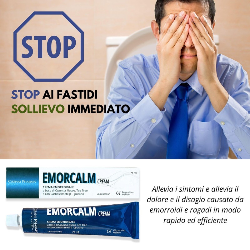 CISBANI PHARMA Emorcalm Crema emorroidi 75 ml con Opuntia, Tea