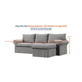 Comfort Works Custom Ektorp Sofa Cover, Replacement Slipcover Compatible with IKEA Ektorp 2-Seater Sofa with Chaise, Ektorp Sofa Cover with Chaise (Natural/Khaki)