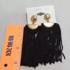AQUA black fringe tassel pierced earring gold top NWT