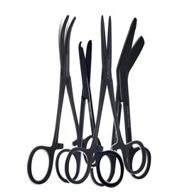 Premium Grade Set of 4 Bandage Scissors 5.5", Stitch Scissors 4.5" and Hemostat 5.5" Straight & Curved -Premium Quality Stainless Steel