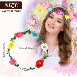 Syhood 40 Pcs LED Flower Headband, Light up Flower Crown Garland Headdress Floral Headpiece for Women Hair Accessories Valentine's Day Holiday Birthday Wedding Party(Sunflower Style)