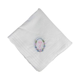 Bakers Dozen Ladies Handkerchiefs with Initial Embroidery 100% Cotton Letter T White (Pack of 13), Initial: T