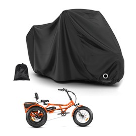 ADDMOTOR Adult Tricycle Cover Electric Trike Covers, Bike Covers waterproof Storage Outdoor for 2 bikes, 210D Heavy Duty Dust Wind Proof Bicycle Cover (orange)