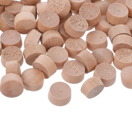 100pcs Flat Head Wood Plugs 3/8 Inch Screw Hole Plugs Wooden Button Plugs Wood Screw Covers Wood Caps Wooden Screw Plugs Multifunctional for Holes in Locking Hole Tube Furniture