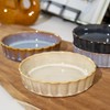 Set Of 4 Reactive Glaze Round Oven Dishes Ceramic Dark