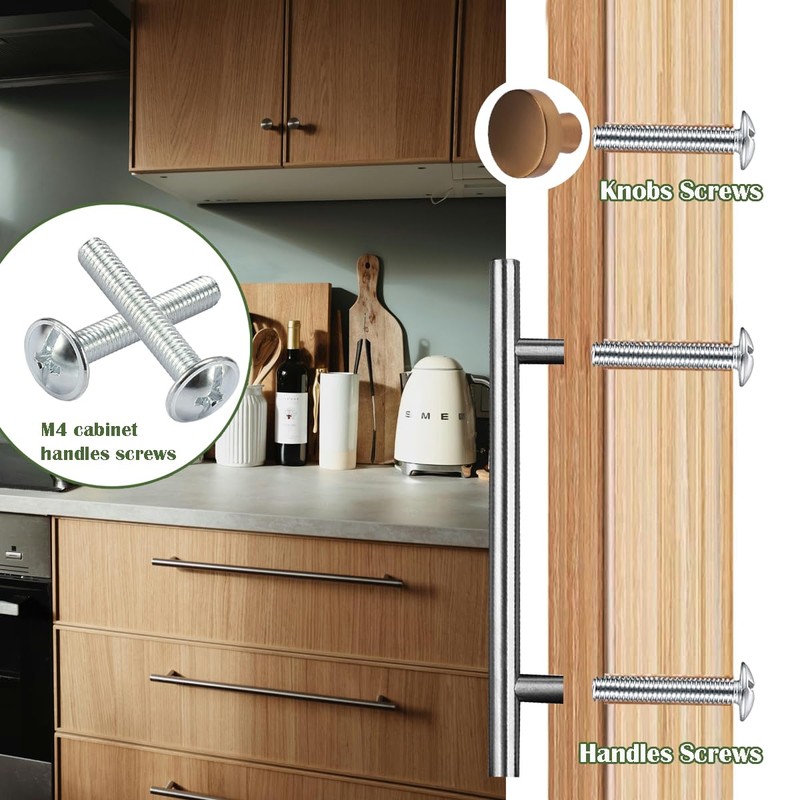 AMLOOPH M4 Door Knobs Cabinet Handles Screws, 30 Pack Kitchen