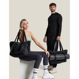 WARRIOR2 Yoga Mat Bag - Expandable, Water & Shock Resistant Laptop Travel Bag with Yoga Mat Straps, Gym Bag, Black Tote Bag with Luggage Sleeve, Ultra Spacious Work Bag with Zipper for Men, Women