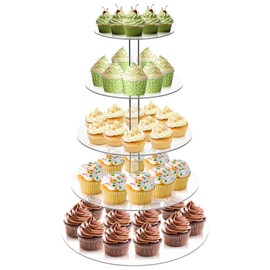 5 Tier Round Cupcake Stand for 50 Cupcakes, Acrylic Clear Cupcake Display Stand, Cupcakes Holder Stands for Birthday Party Baby Shower