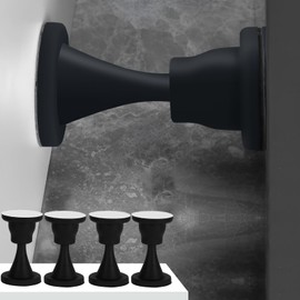 HOOFUS 4 Pack Rubber Door Stopper Self Adhesive,No Magnetic Door Stop,Wall Protector with Reusable Waterproof House Door Holder,No Need to Drill No Trace Door Catch(4, Black)