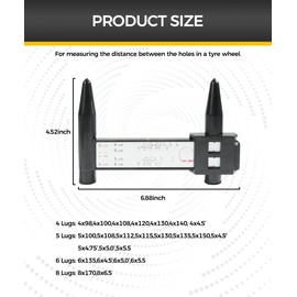 iolory Automobile Wheel Bolt Pattern Measuring Tool,Car Wheel Rim Bolt Pattern Measuring Tool Sliding Caliper,Car Accessories Sliding Caliper for 4 5 6 8 Holes,Suitable for Most Cars,Trucks,SUVs,Vans