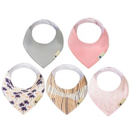 Blue Wren Baby Bandana Drool Bib 5-pack with MAGNETIC Closure- Safe, Easy, Chic Magnetic Teething Bib Girls