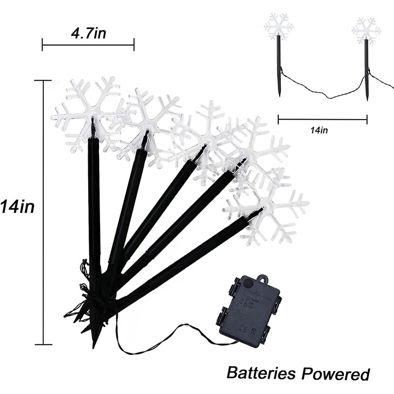 Snowflake Landscape Lights Christmas Pathway Decorative Lights Battery Powered Warm