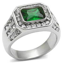 YourJewelleryBox DESIGNER MENS MAN EMERALD CUT EMERALD PAVE SET SIMULATED DIAMOND RING Size V TK495pb