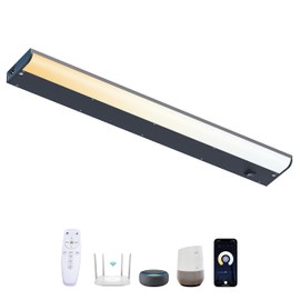 LAMPAOUS Smart Under Cabinet Lighting Hardwired, Warm White to Daylight White Adjustable, Dimmable and Linkable, Alexa Google Compatible Wired Undercounter Lights with Remote 24Inch