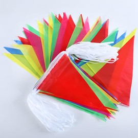 328ft/100M Bunting Banner, Reusable Nylon Fabric Pennant Bunting with 200pcs Triangle Festival Flags Kids Bunting for Home Garden Birthday Wedding Party Classroom Decoration Indoor & Outdoor Use