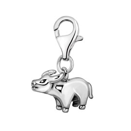 Quiges Charms Pendant 3D Taurus Zodiac Sign Horoscope Silver-Plated Women's Jewellery for Charm Bracelet, Sterling Silver