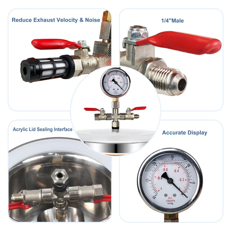 BACOENG 2 Quart Vacuum Chamber, Stainless Steel Degassing Chamber Kit