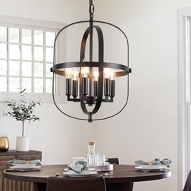 ANKYLHUA Black Chandelier for Dining Room, 6-Light Chandelier for Entryway Light Fixture Foyer Lighting Fixtures Adjustable Modern Farmhouse Chandelier for Living Room Pendant Lights Kitchen Island