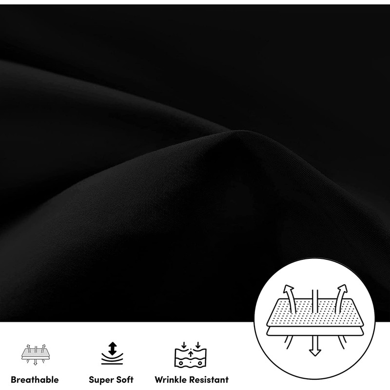 Oxford Homeware Black Pillow Cases 2 Pack Brushed Microfiber –