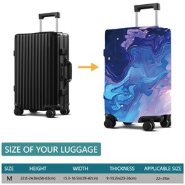 CREATCABIN Blue Suitcase Cover with Zipper Travel Trunk Protector Elastic Luggage Protective Cover Scratch Resistant Anti-Wrinkle Suitcase Lid for Transportation Fit 22-25 Inch Luggage