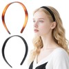 LIQWEI 2 Pcs Plastic Headband, Waterproof Tortoise Shell Hairband With
