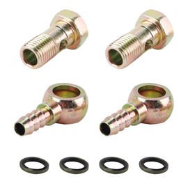 Enwye 1 Set Hollow Screw Hose Barb Bolt Fitting M14x1.5 Iron Set with Tubing Ball Joint 4 Piece Gasket