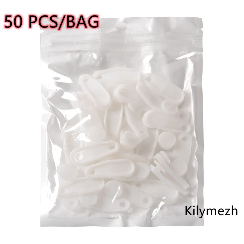 White Traverse Rod Slides Curtain Track Glider Hooks for Curtains(50