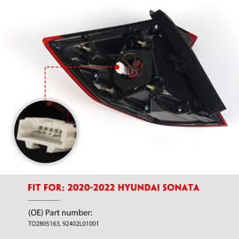 Huray Right Tail Light for Hyundai Sonata 2020-2022 Passenger Side Taillight Lamp Assembly Replacement for TO2805163 92402L0100