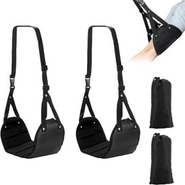 Foot Rest Aeroplane, Pack of 2 Foot Hammock, Aeroplane Footrest with Dust Cover, 2 Pack Footrest Hammock for Plane Travel, Travel Accessories for Aircraft for Office, Aeroplane etc. (Black)