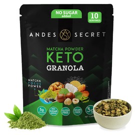 Andes Secret Matcha Powder Granola - Almonds, Walnuts & Hazelnuts - Keto High Protein Granola with No Sugar, Grain & Gluten Free - 11 oz (1 Pack)