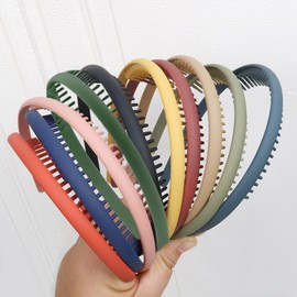 YONOY 10 PCS Thin Hair Bands with Teeth,Plastic Teeth Headbands Girls Teeth Comb Headband Non Slip Hair Comb Head Bands Hair Accessories,10 Colors Short Teeth Morandi