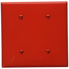 Leviton 2-Gang Blank Wallplate, Standard Size, Thermoplastic Nylon, 80734-R, Red