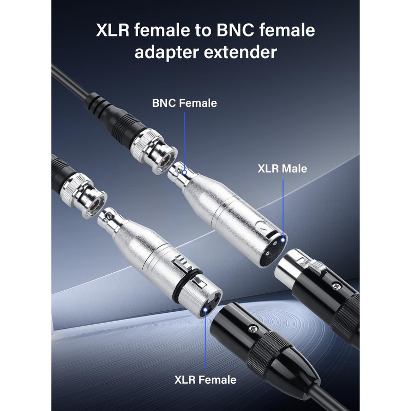 PNGKNYOCN 1pcs 3 Pin XLR Female to BNC Female Connector