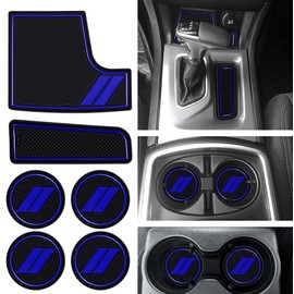 Bonbo Anti-Dust Mats for Dodge Charger 2015-2021 | 6-Piece Custom Fit Cup Holder Pads Set | Eco-Friendly Silicone Non-Slip Interior Accessories (Dark Blue)