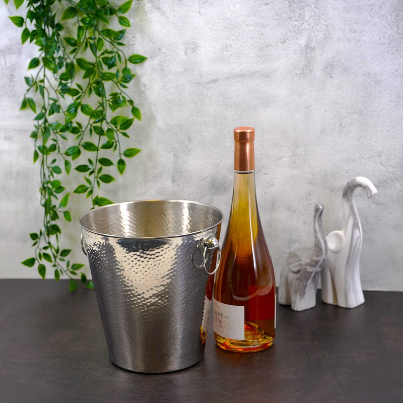Ice Bucket Hammered Stainless Steel Drink Wine Party Chiller Champagne